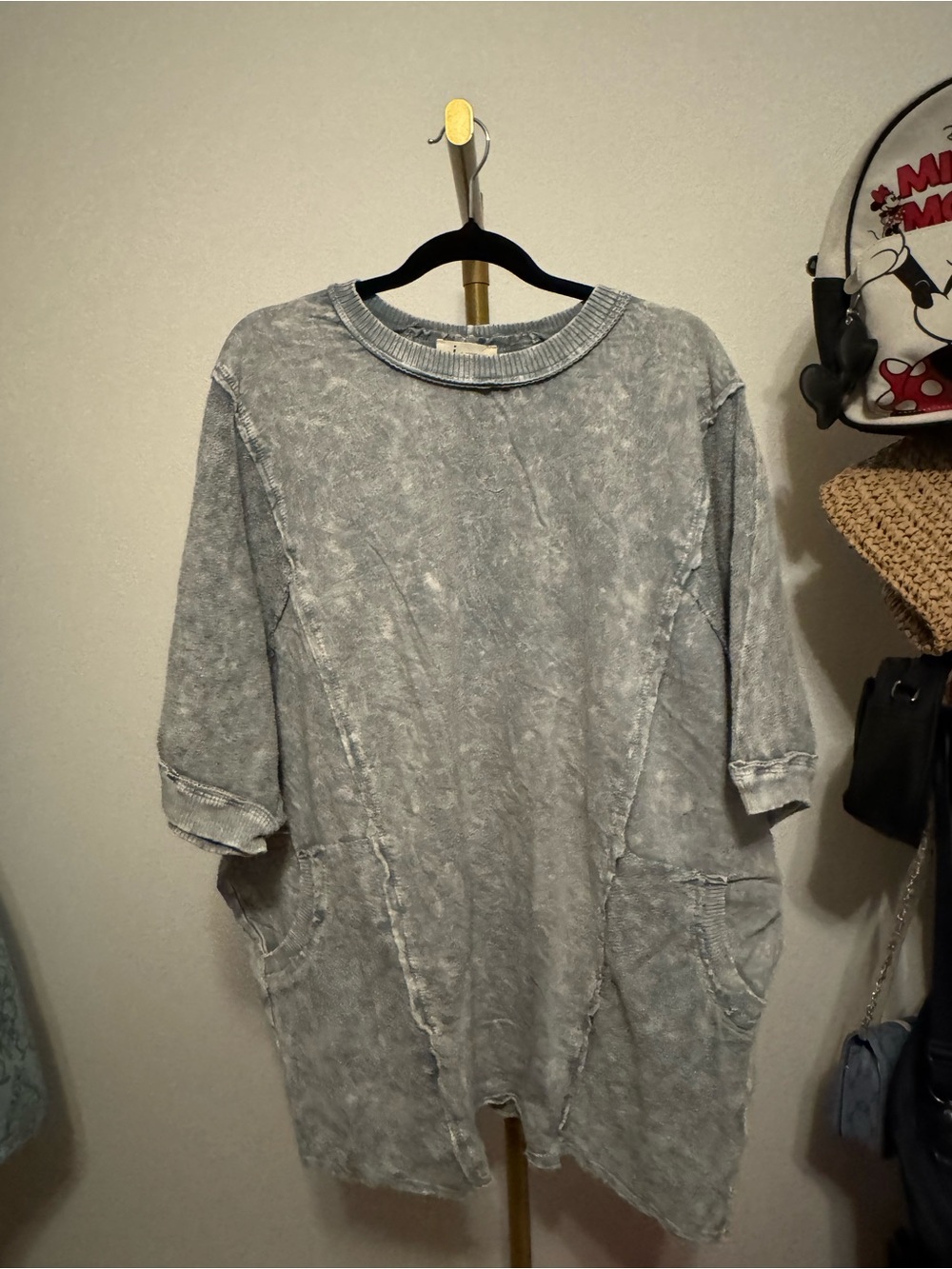 JHer Washed dusty blue/gray women’s Oversized Crewneck Shirt